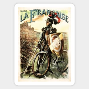 La Francaise French Cycles Knight on Bicycle Vintage Advertisement Sticker